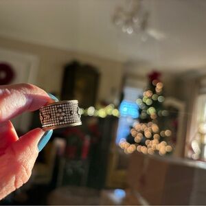 Frieda Rothman Wide Pavé Statement Band Ring | Industrial Luxe | Size 7